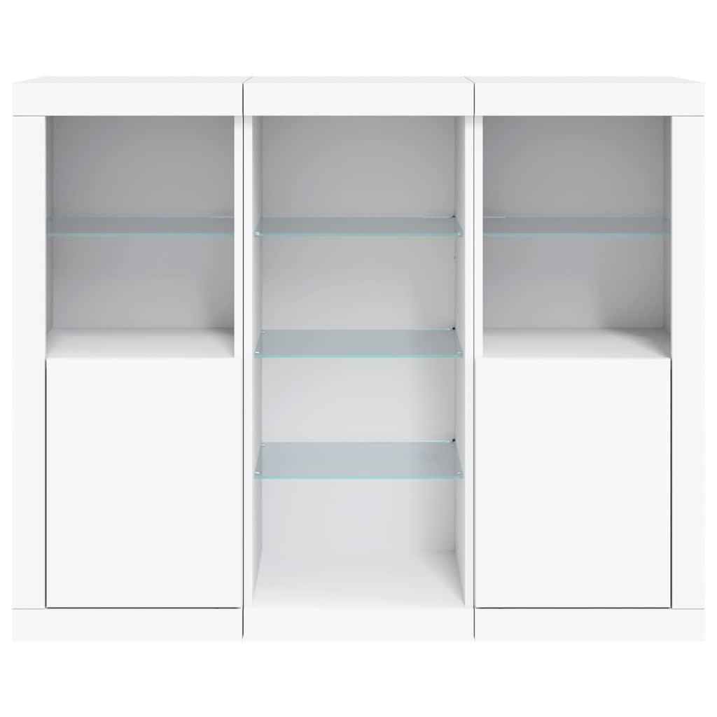 vidaXL Sideboards with LED Lights 3 pcs White Engineered Wood 6