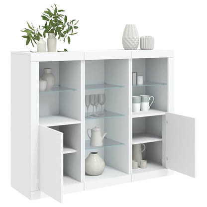 vidaXL Sideboards with LED Lights 3 pcs White Engineered Wood 1