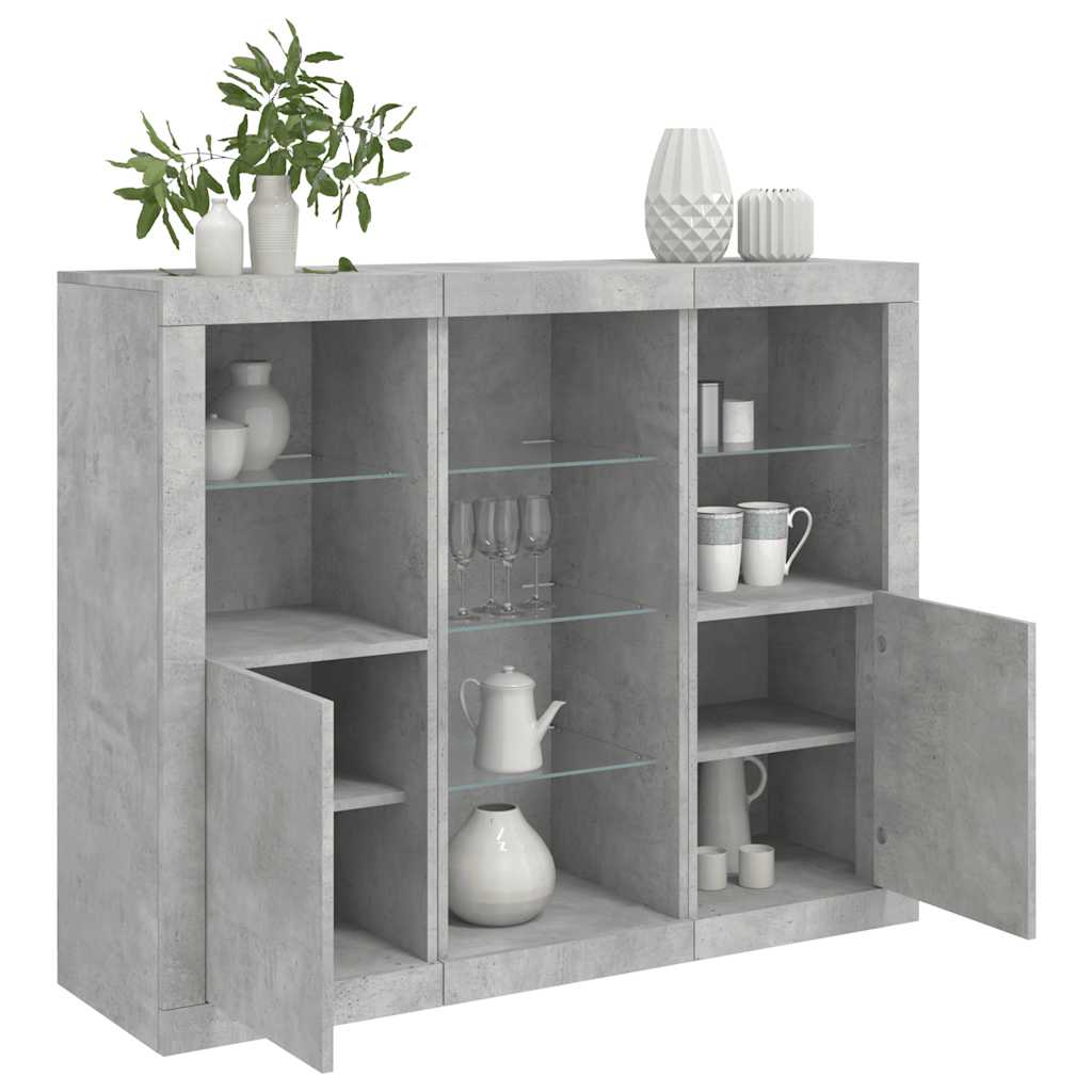 vidaXL Sideboards with LED Lights 3 pcs Engineered Wood