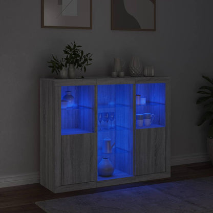 vidaXL Sideboards with LED Lights 3 pcs Grey Sonoma Engineered Wood 3