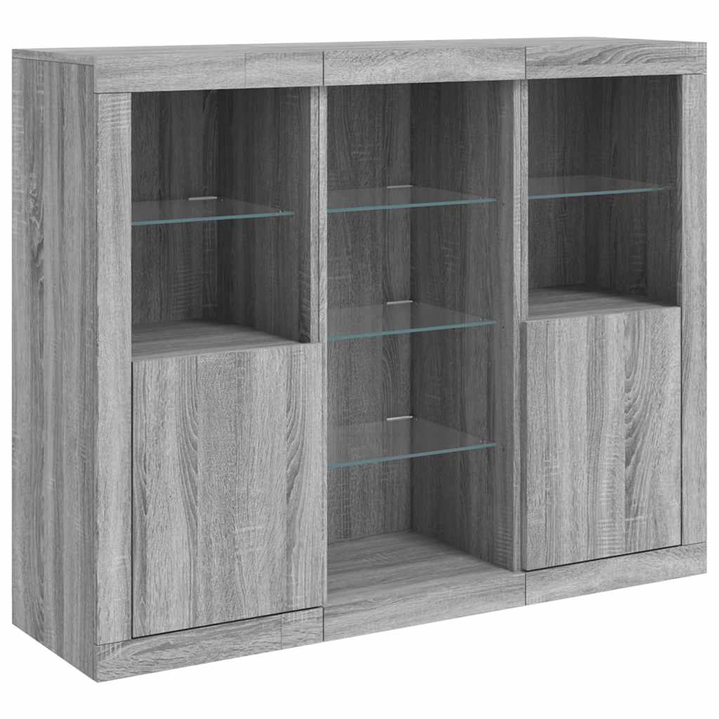 vidaXL Sideboards with LED Lights 3 pcs Grey Sonoma Engineered Wood 5