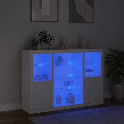 vidaXL Sideboards with LED Lights 3 pcs White Engineered Wood 3
