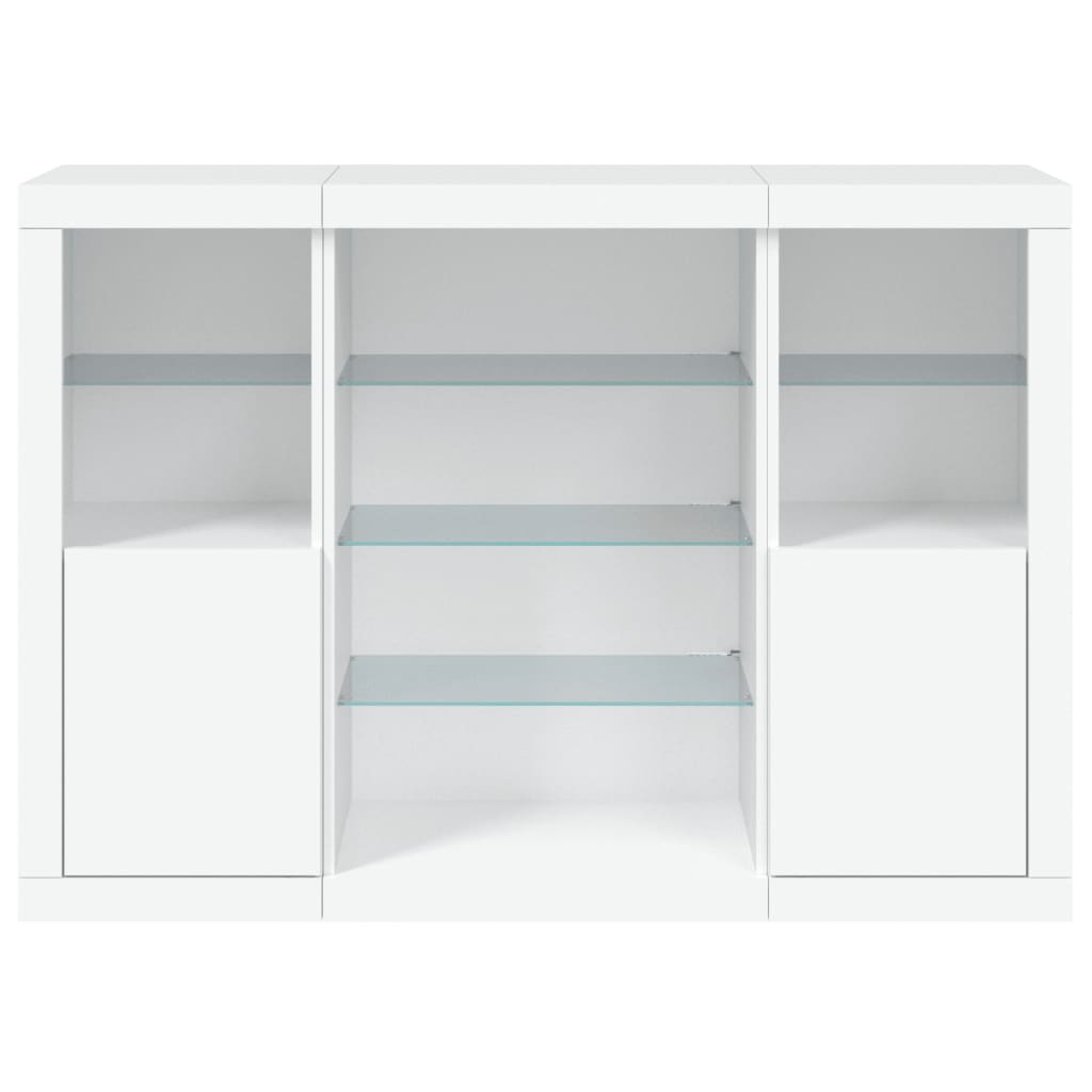 vidaXL Sideboards with LED Lights 3 pcs White Engineered Wood 6