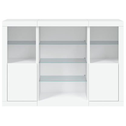 vidaXL Sideboards with LED Lights 3 pcs White Engineered Wood 6