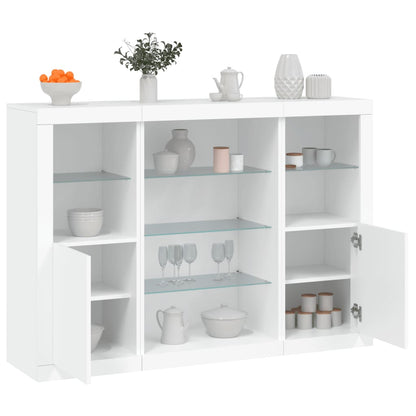vidaXL Sideboards with LED Lights 3 pcs White Engineered Wood 1