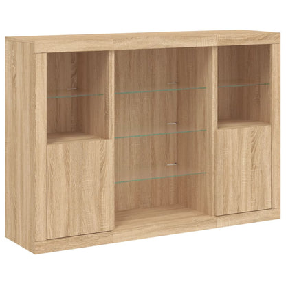 vidaXL Sideboards with LED Lights 3 pcs Sonoma Oak Engineered Wood 5