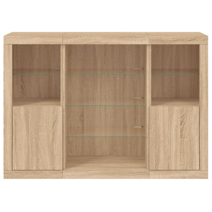 vidaXL Sideboards with LED Lights 3 pcs Sonoma Oak Engineered Wood 6