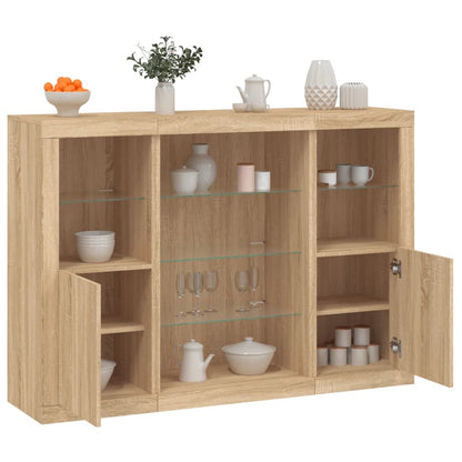 vidaXL Sideboards with LED Lights 3 pcs Sonoma Oak Engineered Wood 1