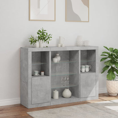 vidaXL Sideboards with LED Lights 3 pcs Concrete Grey Engineered Wood 4