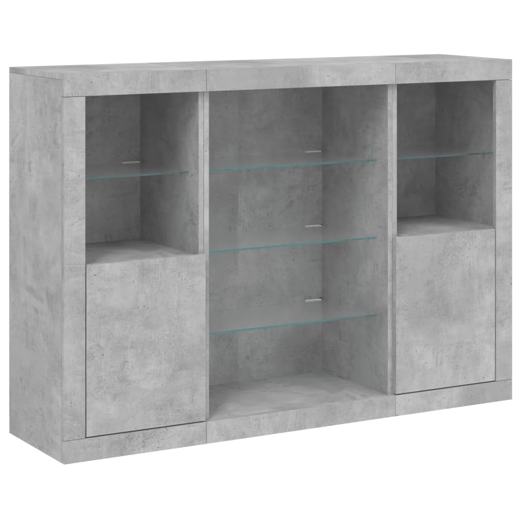 vidaXL Sideboards with LED Lights 3 pcs Concrete Grey Engineered Wood 5