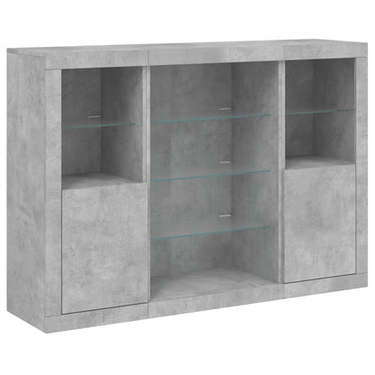 vidaXL Sideboards with LED Lights 3 pcs Concrete Grey Engineered Wood 5
