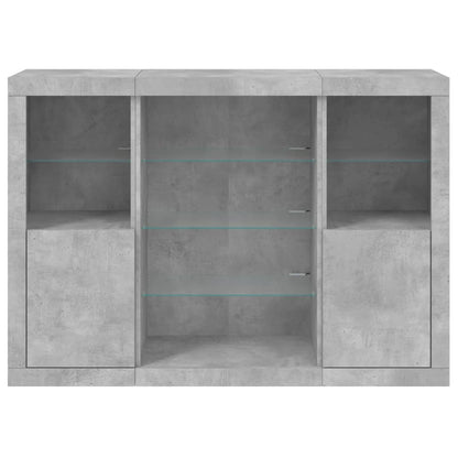 vidaXL Sideboards with LED Lights 3 pcs Concrete Grey Engineered Wood 6