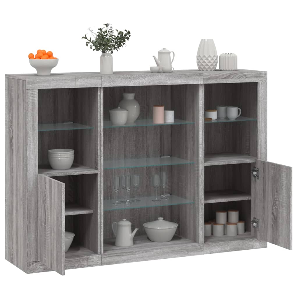 vidaXL Sideboards with LED Lights 3 pcs Engineered Wood
