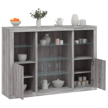 vidaXL Sideboards with LED Lights 3 pcs Engineered Wood