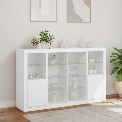 vidaXL Sideboards with LED Lights 3 pcs White Engineered Wood 4