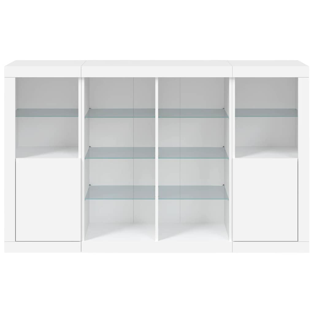 vidaXL Sideboards with LED Lights 3 pcs White Engineered Wood 6