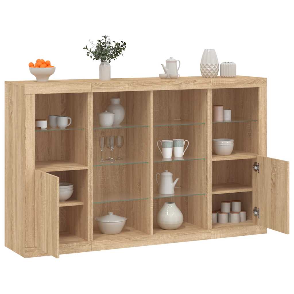 vidaXL Sideboards with LED Lights 3 pcs Engineered Wood