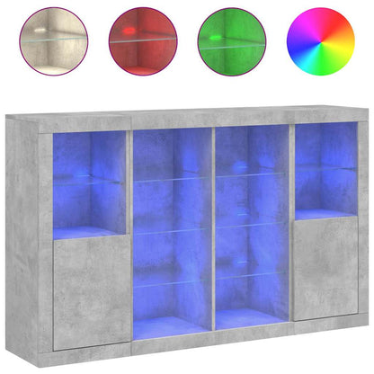 vidaXL Sideboards with LED Lights 3 pcs Concrete Grey Engineered Wood 2