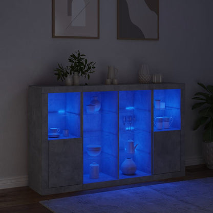 vidaXL Sideboards with LED Lights 3 pcs Concrete Grey Engineered Wood 3