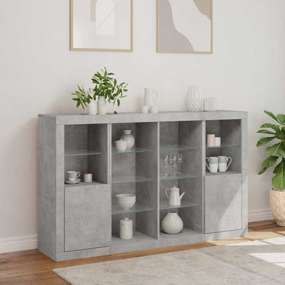 vidaXL Sideboards with LED Lights 3 pcs Concrete Grey Engineered Wood 4