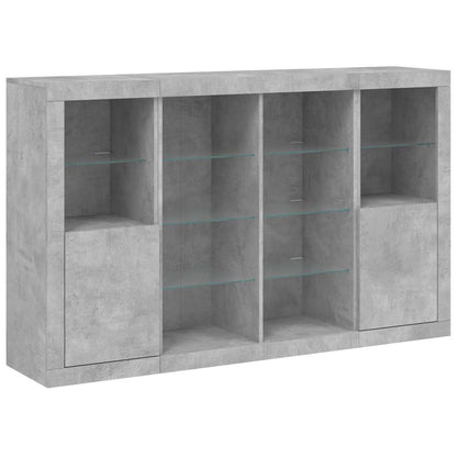 vidaXL Sideboards with LED Lights 3 pcs Concrete Grey Engineered Wood 5