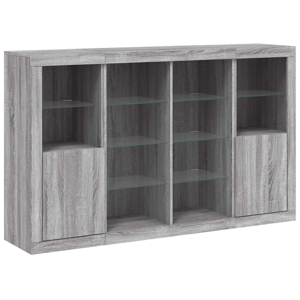 vidaXL Sideboards with LED Lights 3 pcs Grey Sonoma Engineered Wood 5