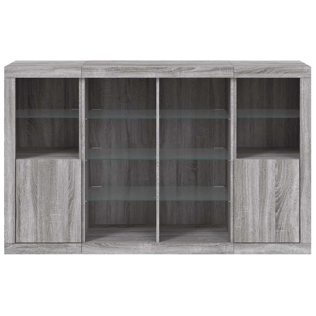 vidaXL Sideboards with LED Lights 3 pcs Grey Sonoma Engineered Wood 6