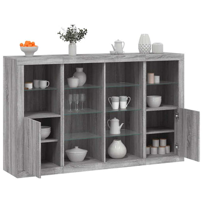 vidaXL Sideboards with LED Lights 3 pcs Grey Sonoma Engineered Wood 1