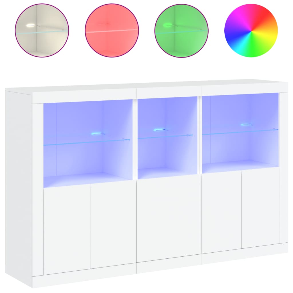 vidaXL Sideboard with LED Lights White 162x37x100 cm 2