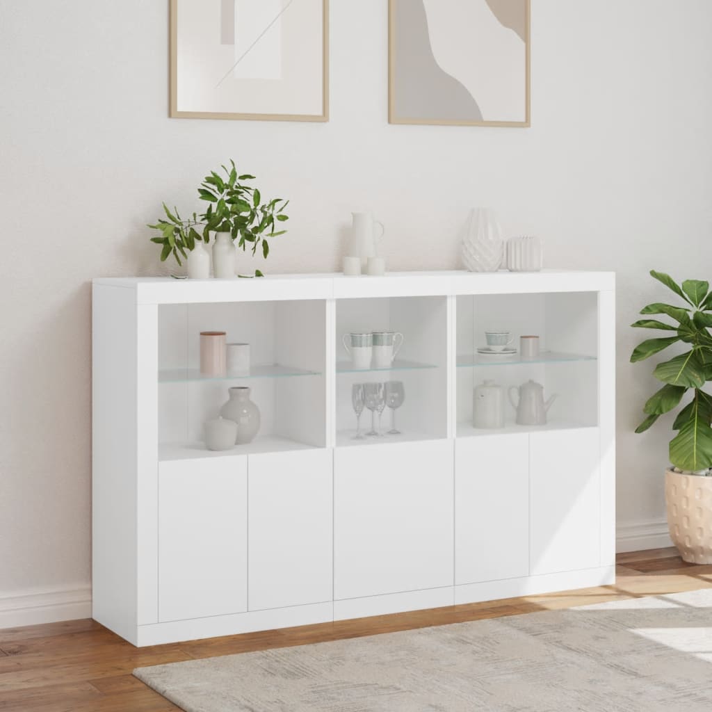 vidaXL Sideboard with LED Lights White 162x37x100 cm 4