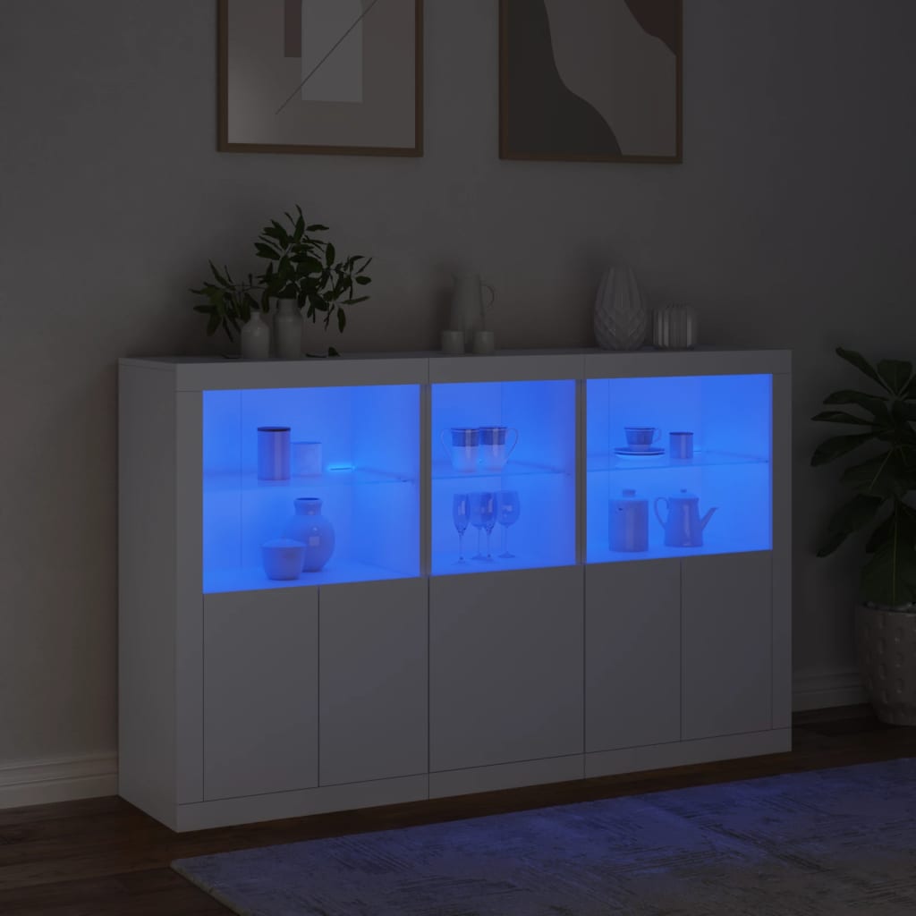 vidaXL Sideboard with LED Lights White 162x37x100 cm 5