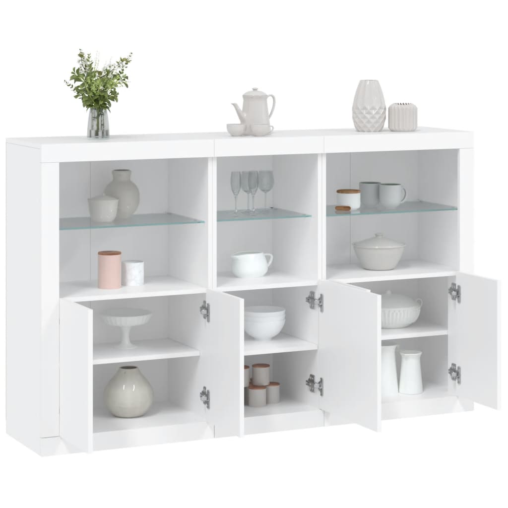 vidaXL Sideboard with LED Lights White 162x37x100 cm 1