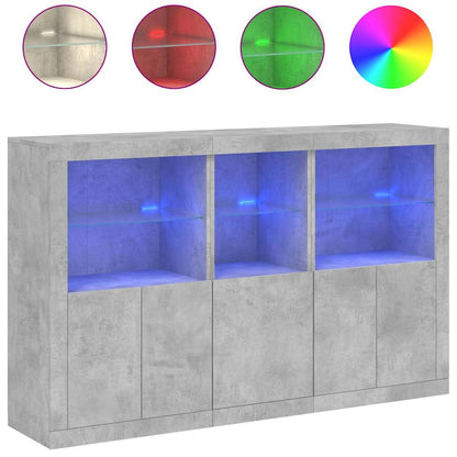 vidaXL Sideboard with LED Lights Concrete Grey 162x37x100 cm 2