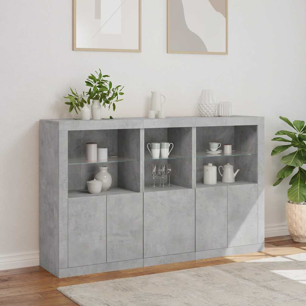 vidaXL Sideboard with LED Lights Concrete Grey 162x37x100 cm 4