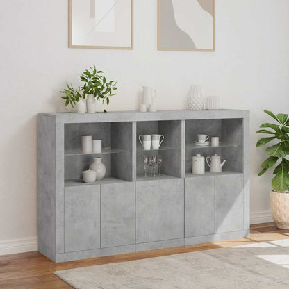 vidaXL Sideboard with LED Lights Concrete Grey 162x37x100 cm 4