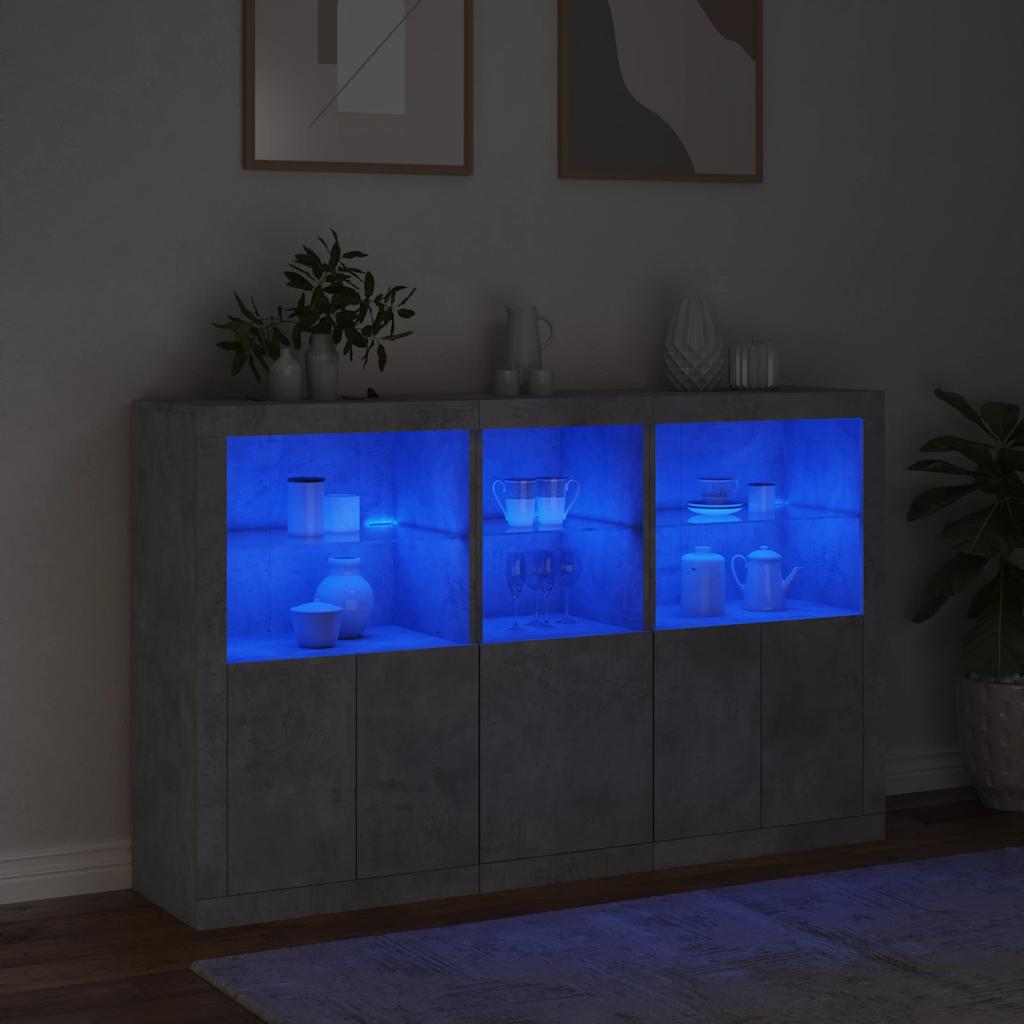 vidaXL Sideboard with LED Lights Concrete Grey 162x37x100 cm 5