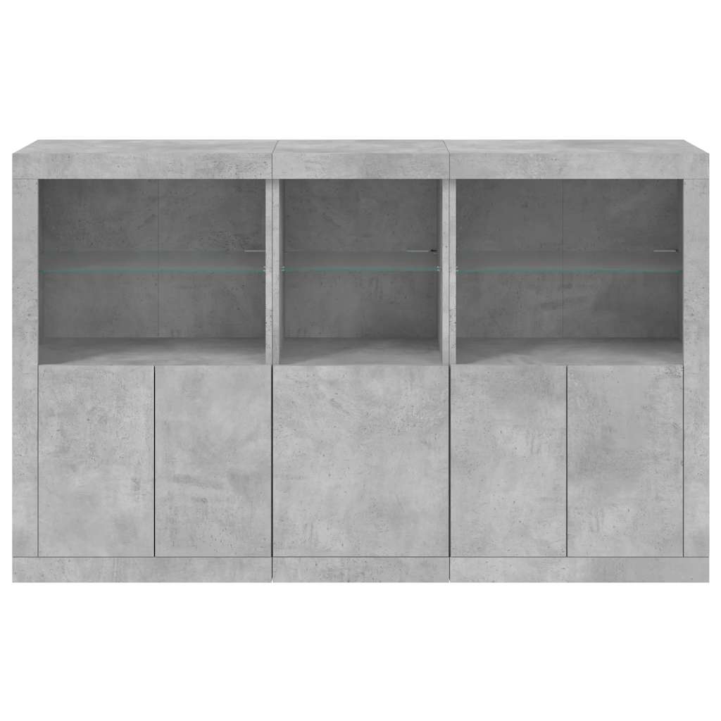 vidaXL Sideboard with LED Lights Concrete Grey 162x37x100 cm 6