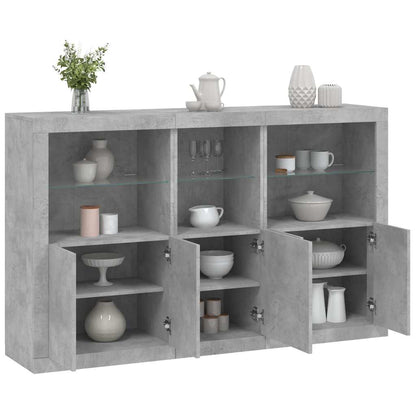 vidaXL Sideboard with LED Lights Concrete Grey 162x37x100 cm 1