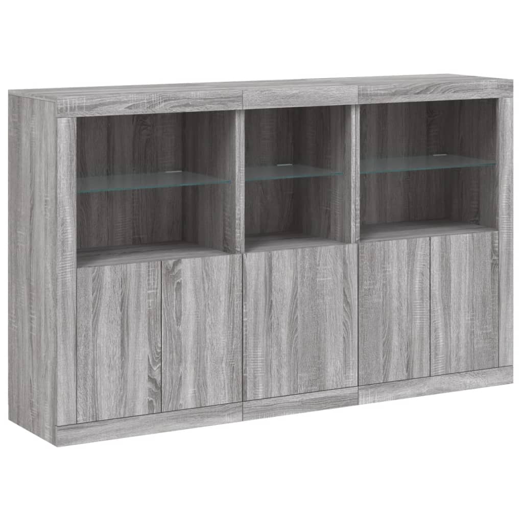 vidaXL Sideboard with LED Lights Grey Sonoma 162x37x100 cm 3