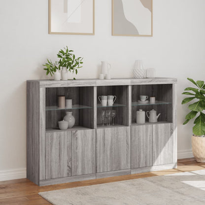 vidaXL Sideboard with LED Lights Grey Sonoma 162x37x100 cm 4