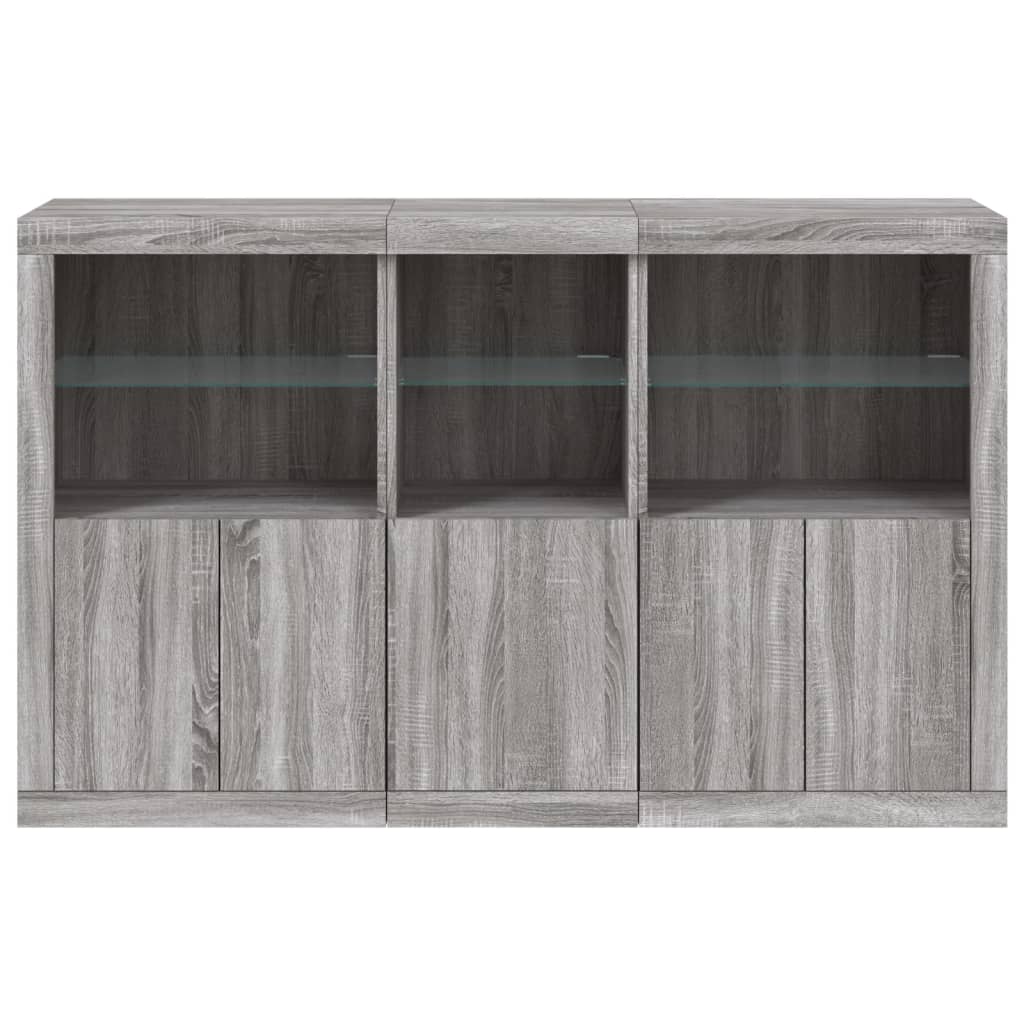 vidaXL Sideboard with LED Lights Grey Sonoma 162x37x100 cm 6