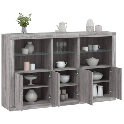 vidaXL Sideboard with LED Lights Grey Sonoma 162x37x100 cm 1