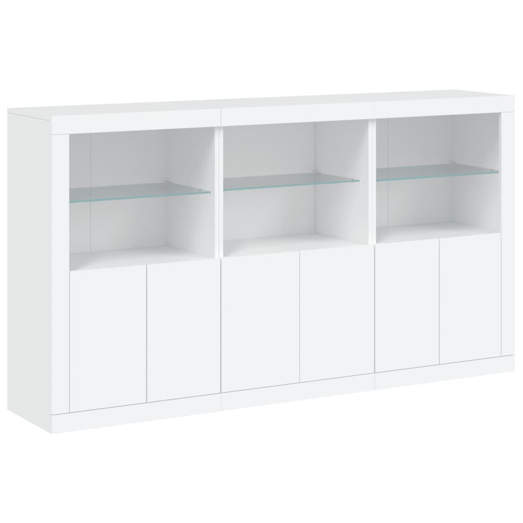 vidaXL Sideboard with LED Lights White 181.5x37x100 cm 3
