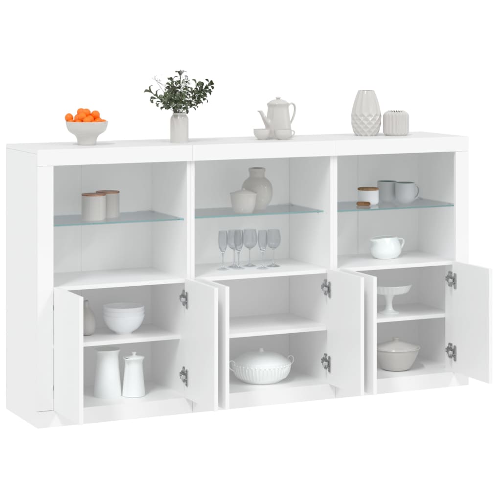 vidaXL Sideboard with LED Lights White 181.5x37x100 cm 1