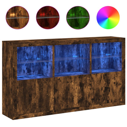 vidaXL Sideboard with LED Lights Smoked Oak 181,5x37x100 cm 2