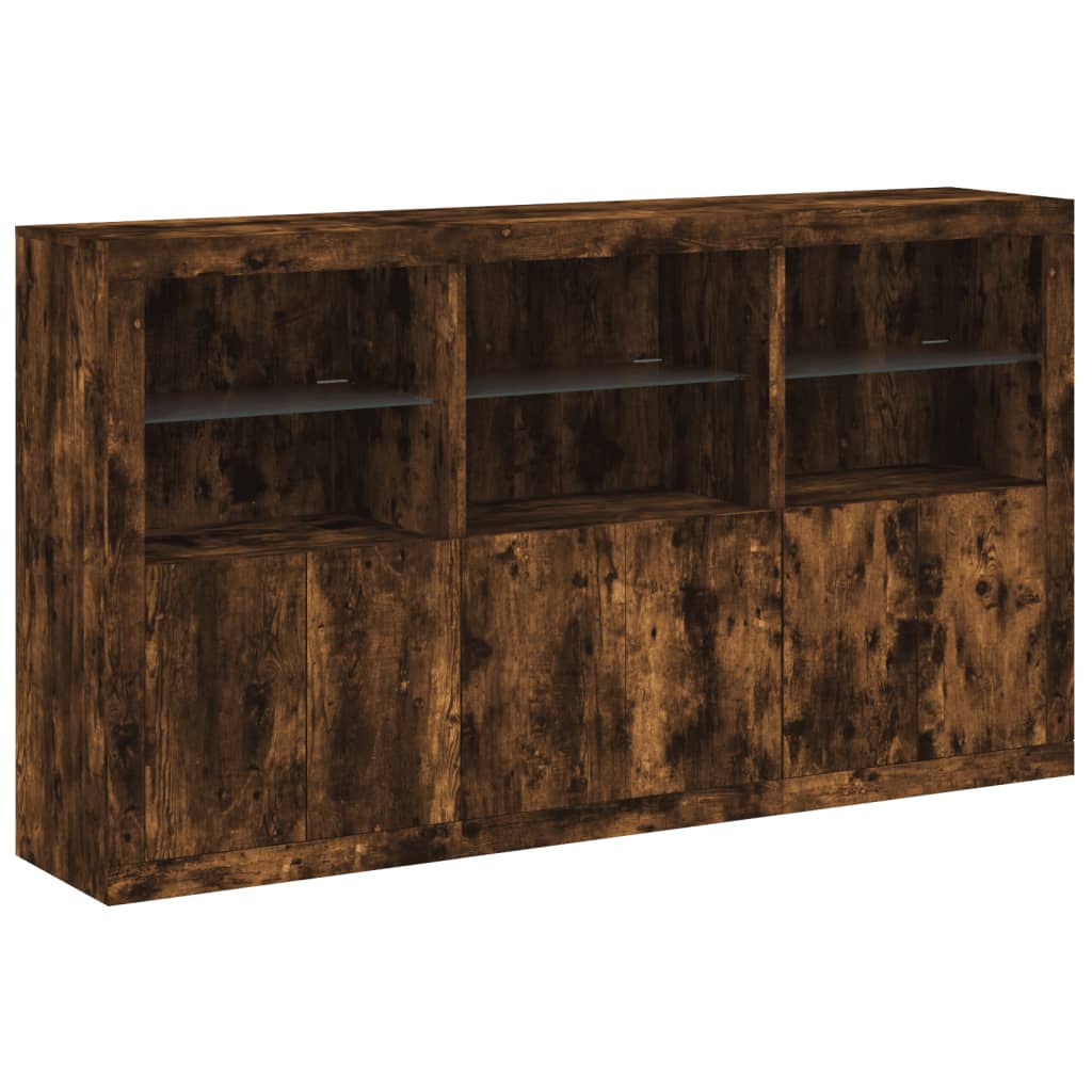 vidaXL Sideboard with LED Lights Smoked Oak 181,5x37x100 cm 5