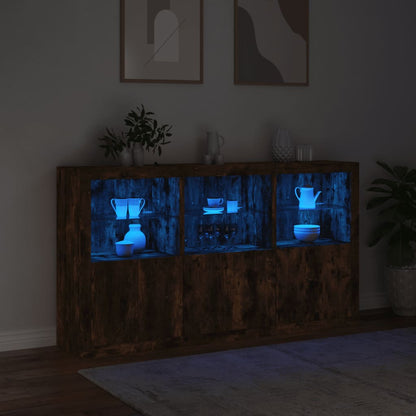 vidaXL Sideboard with LED Lights Smoked Oak 181,5x37x100 cm 4