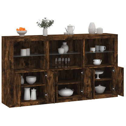 vidaXL Sideboard with LED Lights Smoked Oak 181,5x37x100 cm 1