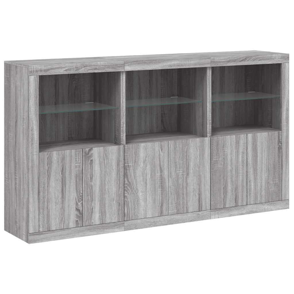 vidaXL Sideboard with LED Lights Grey Sonoma 181,5x37x100 cm 5