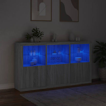 vidaXL Sideboard with LED Lights Grey Sonoma 181,5x37x100 cm 4